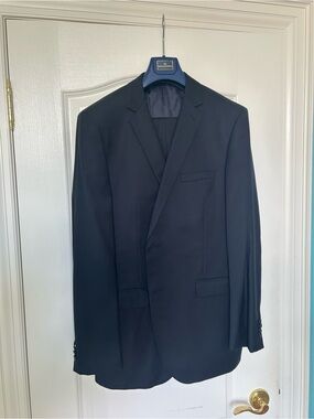 Men's Navy Blue Single-Breasted Suit Jacket & Suit Pants - Paul Betenly
